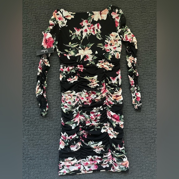 Floral Print Ruched Mesh Bodycon - Picture 8 of 8